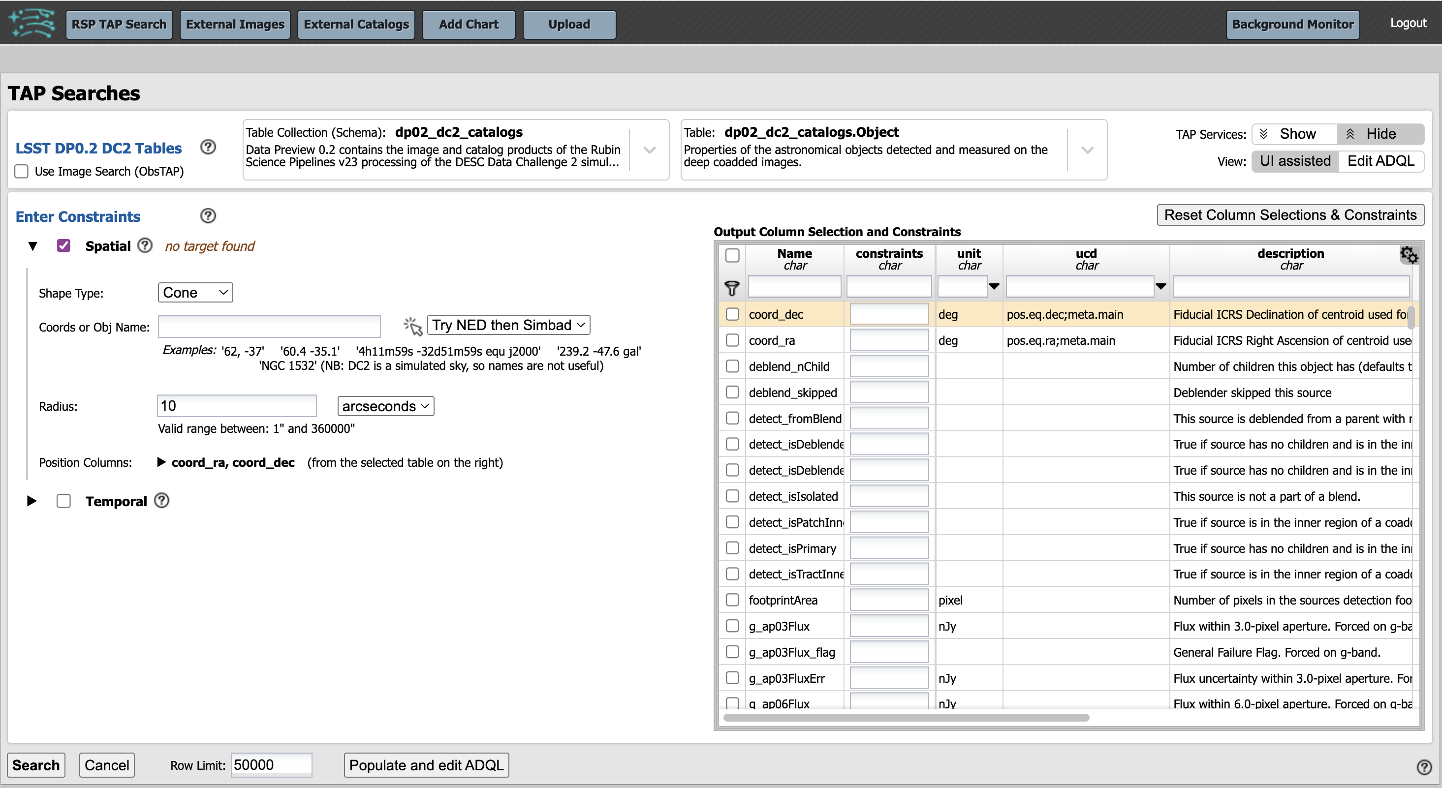 A screenshot of the default view of the Portal Aspect.